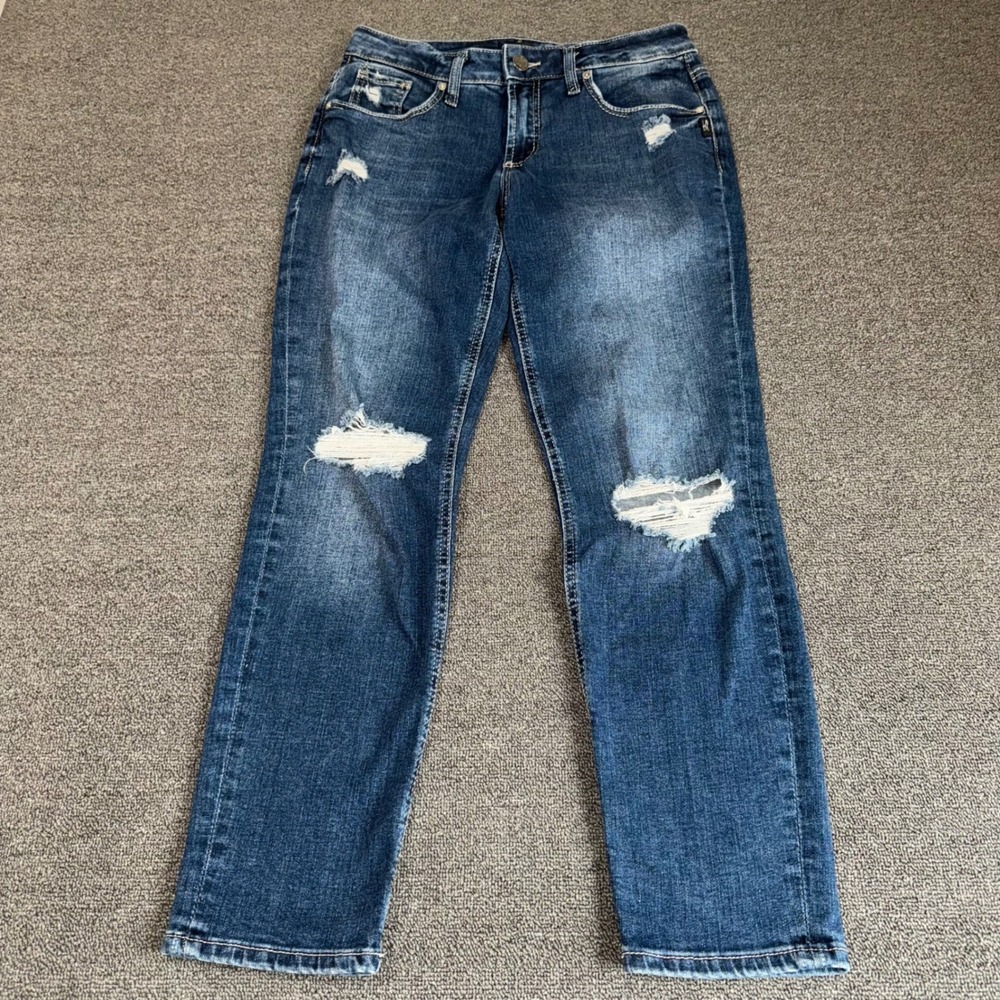 Silver Jeans Co Boyfriend Distressed Ripped Jeans W27 L27 Medium Wash Casual